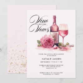 Invitación Moderna y elegante acuarela Wine Bridal Shower