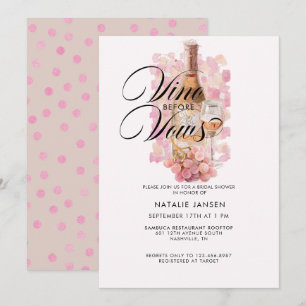 Invitación Moderna y elegante acuarela Wine Bridal Shower