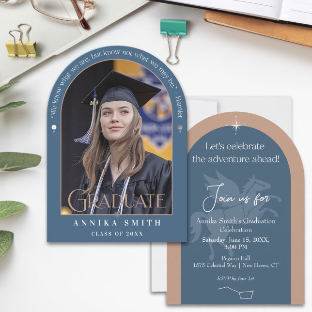 Invitación Moderna y elegante aventura Inspiradora de graduad (Subido por el creador)