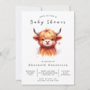 Invitación Moderna y elegante Baby Shower Farm Cow
