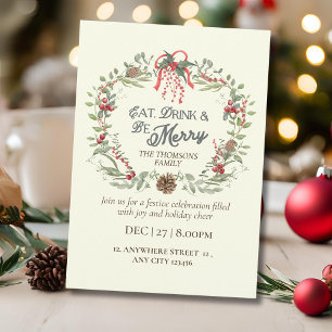 Invitación Moderna y elegante bebida floral para comer sea Fe