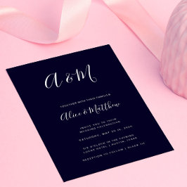 Invitación Moderna y elegante Boda blanco de la Marina Monogr