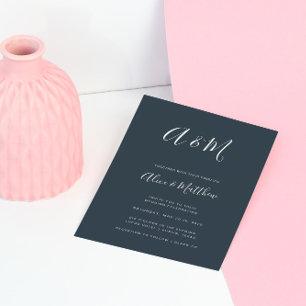 Invitación Moderna y elegante Boda blanco de la Marina Monogr