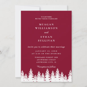Invitación Moderna y elegante Boda Borgoña y Blanca de Invier