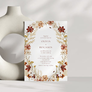 Invitación Moderna y elegante Boda botánico borgoña