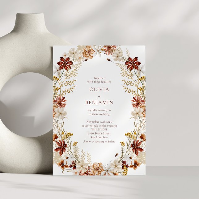 Invitación Moderna y elegante Boda botánico borgoña (Subido por el creador)