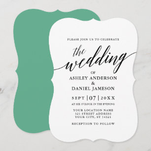 Invitación Moderna y elegante Boda de caligrafía Neo Mint