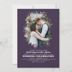 Invitación Moderna y elegante Boda de fotografía de vegetació