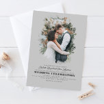 Invitación Moderna y elegante Boda de fotografía de vegetació<br><div class="desc">Fotografía romántica y elegante en silueta verde,  superpuesta a invitaciones de boda con las dos fotos verticales.</div>
