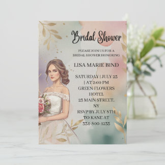 Invitación Moderna y elegante Boda de novia con ducha de novi