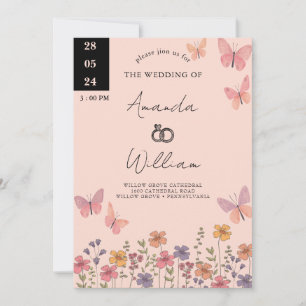 Invitación Moderna y elegante Boda del Boho Nature Wildflower