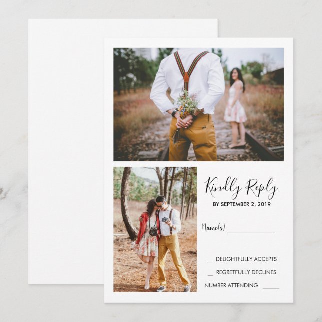 Invitación Moderna y elegante boda fotográfica RSVP (Anverso / Reverso)