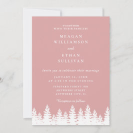 Invitación Moderna y elegante boda invernal rosa y blanca