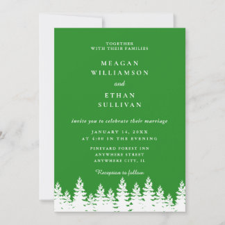 Invitación Moderna y elegante Boda Verde de Invierno Blanco F