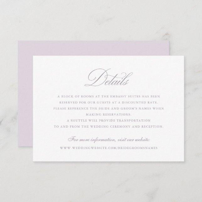 Invitación Moderna y elegante caligrafía Boda de guiones deta (Anverso / Reverso)