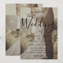 Invitación Moderna y elegante caligrafía Boda superpuesto de 