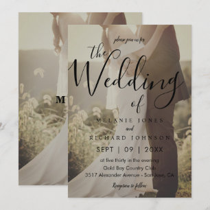 Invitación Moderna y elegante caligrafía Boda superpuesto de 