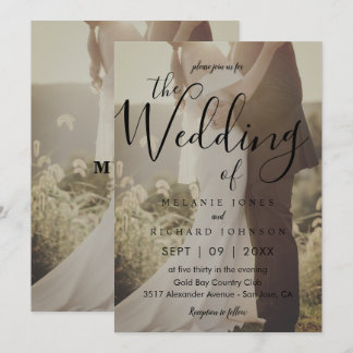 Invitación Moderna y elegante caligrafía Boda superpuesto de
