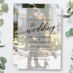 Invitación Moderna y elegante caligrafía Boda superpuesto de