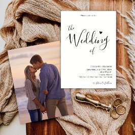 Invitación Moderna y elegante caligrafía cardíaca Boda de fot