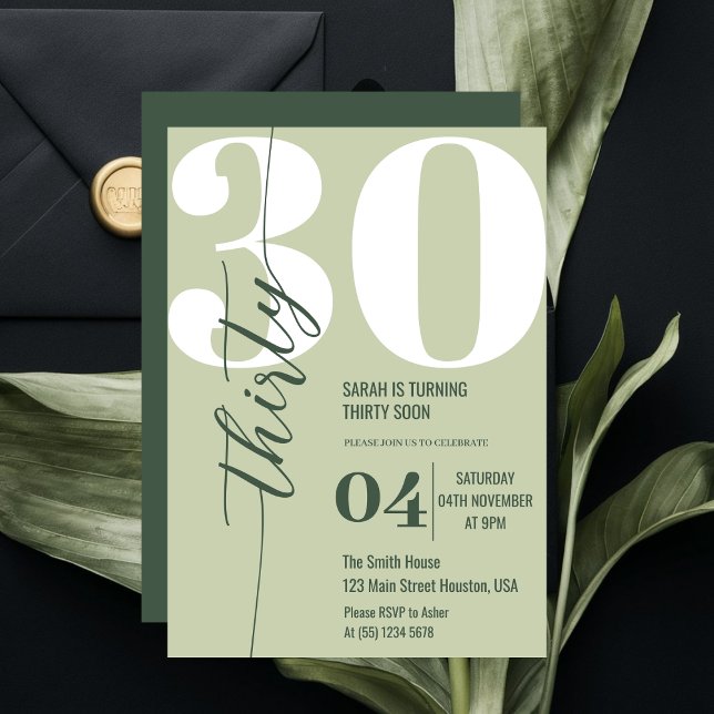 Invitación Moderna y elegante caligrafía Treinta y Treinta Añ (Subido por el creador)