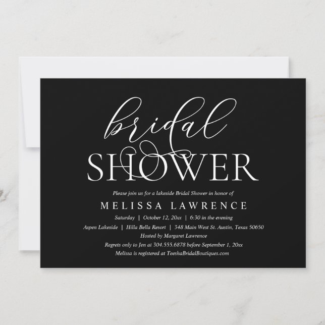 Invitación Moderna y elegante celebración de la ducha de novi (Anverso)
