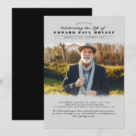 Invitación Moderna y elegante celebración de la foto del fune