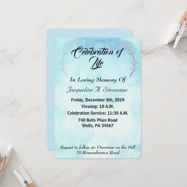 Invitación Moderna y elegante celebración de la vida (Anverso/Reverso In Situ)