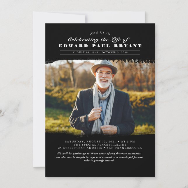 Invitación Moderna y elegante celebración de la vida Funeral  (Anverso)