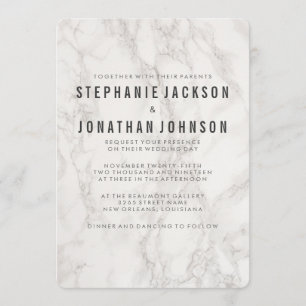 Invitación Moderna y elegante celebración del Boda de Mármol
