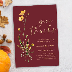 Invitación Moderna y elegante cena de Acción de Gracias