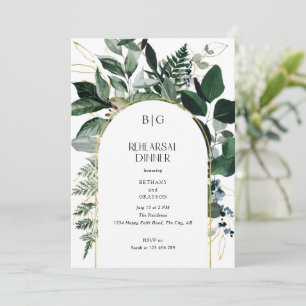 Invitación Moderna y elegante cena de ensayo de vegetación bo