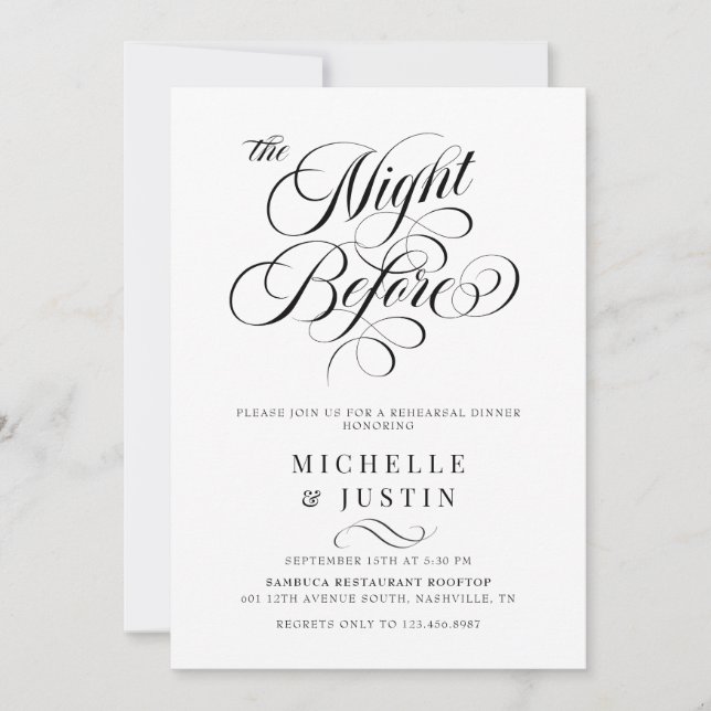 Invitación Moderna y elegante cena de ensayo Minimalista (Anverso)