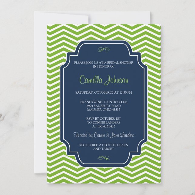 Invitación Moderna y elegante Chevron Bridal (Anverso)