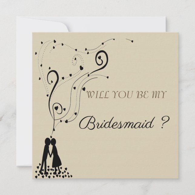 Invitación moderna y elegante, dorada Will You Be My Bridesma (Anverso)