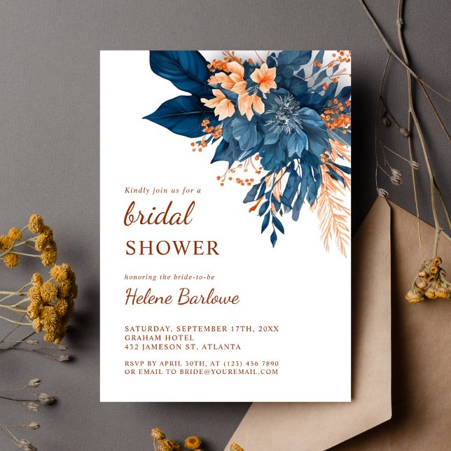 Invitación Moderna Y Elegante Ducha Botánica Floral Bridal (Modern Elegant Botanical Floral Bridal Shower Invitation)