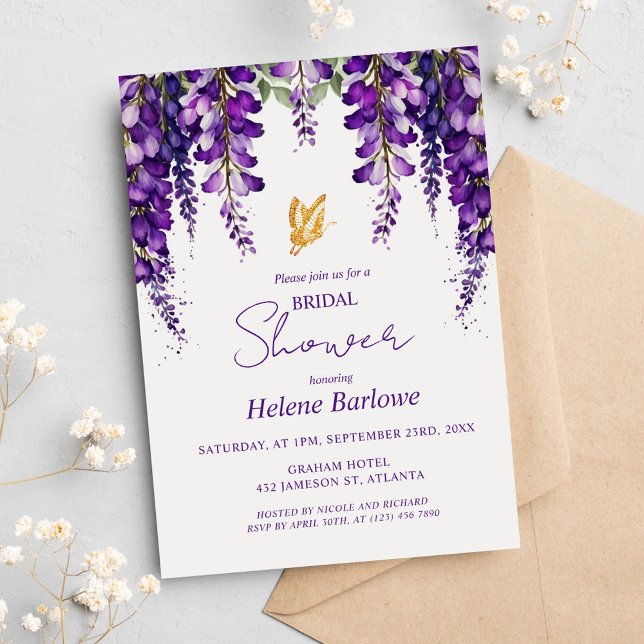 Invitación Moderna Y Elegante Ducha Botánica Floral Bridal (Modern Elegant Botanical Floral Bridal Shower Invitation)