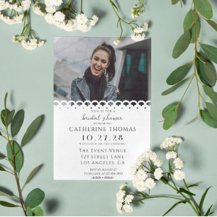 Invitación Moderna y elegante ducha de novia con foto de enca