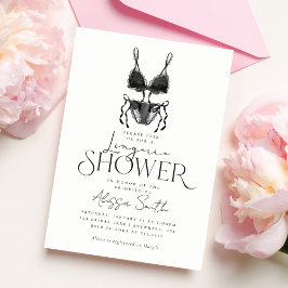 Invitación Moderna y elegante ducha de novia de lencería negr