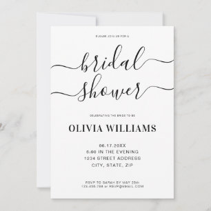 Invitación Moderna y elegante ducha de novia en blanco y negr