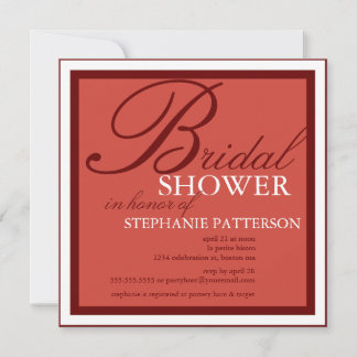 Invitación Moderna y elegante ducha de novia en rojo