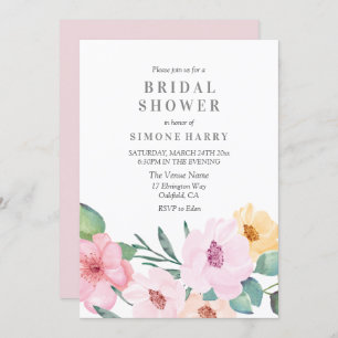 Invitación Moderna y elegante ducha de novia floral rosa