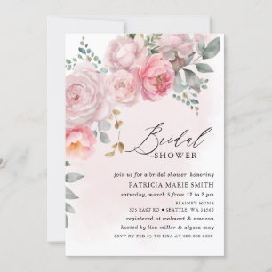 Invitación Moderna y elegante ducha de novia floral Rubor ros