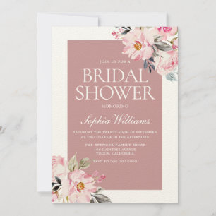 Invitación Moderna y elegante ducha de novia rosa Rubor