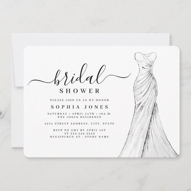 Invitación Moderna y elegante ducha de novias (Anverso)