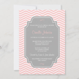 Invitación Moderna y elegante ducha de novias Chevron rosa cl