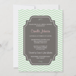 Invitación Moderna y elegante ducha de novias Chevron verde