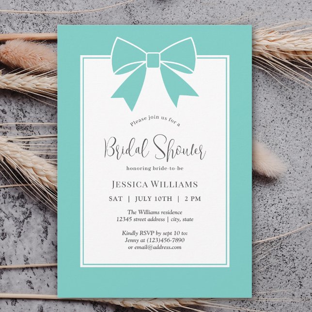 Invitación Moderna y elegante ducha de novias con cinta azul  (Subido por el creador)