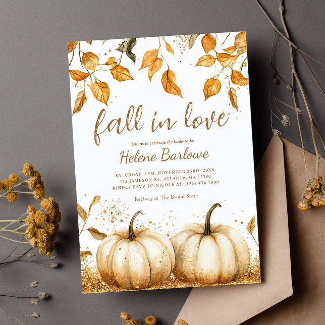 Invitación Moderna y elegante ducha de novias de otoño rústic (Elegant Modern Rustic Fall Bridal Shower Invitation)