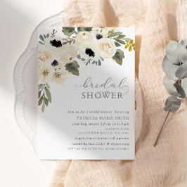 Invitación Moderna y elegante ducha marfil floral nupcial